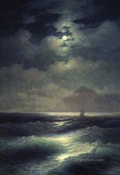 風景 Painting - Ivan Aivazovsky 月明かりの下での海の景色